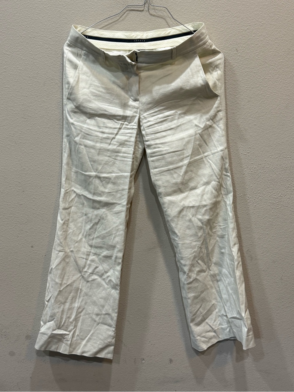 Theory Women's Linen Blend Flat Front Dress Pants Size 4